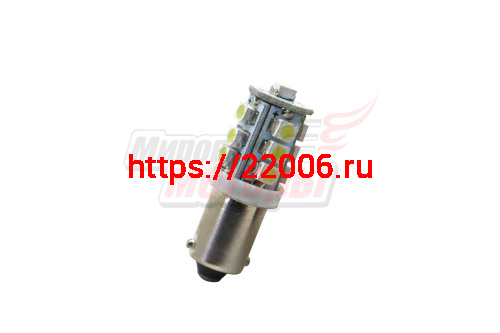 Лампа 12 В BA9S, 13 светодиодов 3528SMD, белая Лампа 12 В BA9S, 13 светодиодов 3528SMD, белая