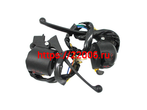 Переключатели руля в сборе с рычагами 139FMB 50сс ТММР черные (провода) Переключатели руля в сборе с рычагами 139FMB 50сс ТММР черные (провода)