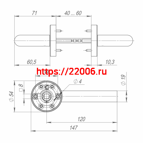 Ручка Fuaro (Фуаро) раздельная R.DSS201-0204/19 (DSS-0204/19) INOX 201 фото 3 Ручка Fuaro (Фуаро) раздельная R.DSS201-0204/19 (DSS-0204/19) INOX 201 фото 3