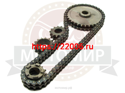 Набор  Буран звезд 2х рядных 12,7мм шаг + цепь 72 зв. (СУПЕР УСИЛЕННЫЙ, 2ПР-12,7-3180)