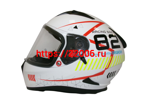 Шлем TVS RACING (Индия) STREET D/V WHITE YELLOW размер XXL, + пинлок в комплекте, очки фото 2
