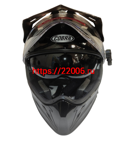 Шлем кроссовый со стеклом (туринг) СНЕГОХОДНЫЙ COBRA EC H331, черный, с ПОДОГРЕВОМ ВИЗОРА, размер S фото 3