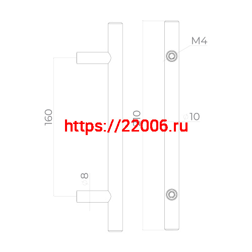 Ручка-скоба Ajax (Аякс) мебельная MB-H-005-160 мм SS нерж. фото 2 Ручка-скоба Ajax (Аякс) мебельная MB-H-005-160 мм SS нерж. фото 2