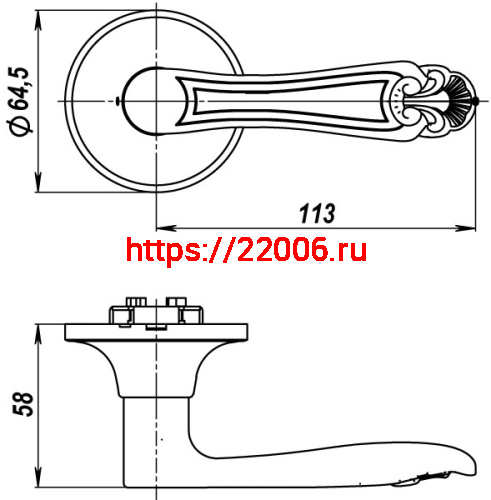 Ручка Fuaro (Фуаро) защелка DK637/BL CP-BK (637/BL СP-B) (фик.) хром фото 2 Ручка Fuaro (Фуаро) защелка DK637/BL CP-BK (637/BL СP-B) (фик.) хром фото 2
