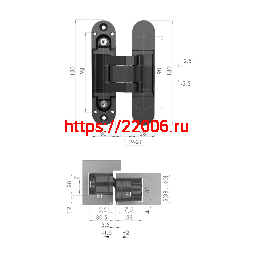 Петля Armadillo (Армадилло) скрытой установки U3D5000.VPG AB бронза TECH фото 2 Петля Armadillo (Армадилло) скрытой установки U3D5000.VPG AB бронза TECH фото 2