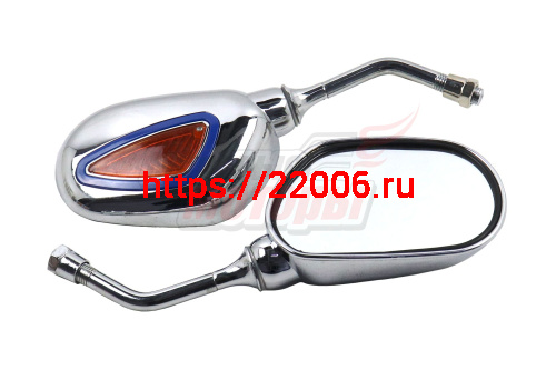 Зеркала (075А) хром "Каплевидные" объемные с фальшповоротником (в уп. 50 пар) Зеркала (075А) хром "Каплевидные" объемные с фальшповоротником (в уп. 50 пар)