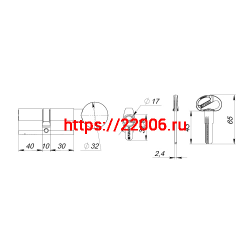 Цилиндровый Fuaro (Фуаро) механизм (D-PRO502-8/80) D-PRO5002-8Knob80(40+10+30) CP хром 5+1Key с верт. перекод. фото 3