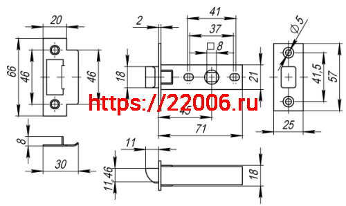 Защелка Fuaro (Фуаро) врезная PLASTP12-45-25 GP золото фото 3