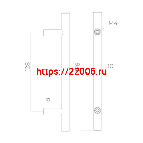 Ручка-скоба Ajax (Аякс) мебельная MB-H-005-128 мм SS нерж. фото 2 Ручка-скоба Ajax (Аякс) мебельная MB-H-005-128 мм SS нерж. фото 2