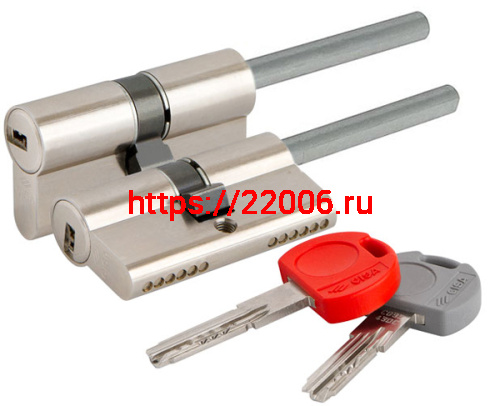 Цилиндровый механизм Cisa (Чиза) под вертушку (дл. шток) ASIX PRO OE307-12.12 (70 мм/35+10+25), НИКЕЛЬ