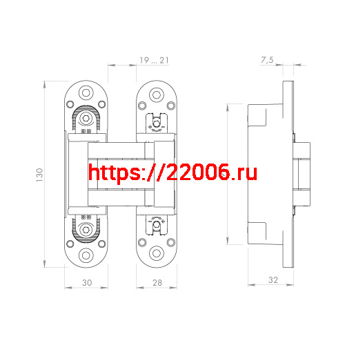 Петля Armadillo (Армадилло) скрытой установки U3D5000.VPG AB бронза TECH фото 4 Петля Armadillo (Армадилло) скрытой установки U3D5000.VPG AB бронза TECH фото 4