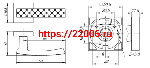Ручка Fuaro (Фуаро) раздельная CRYSTAL STAR DM/HD CP-8 хром фото 3