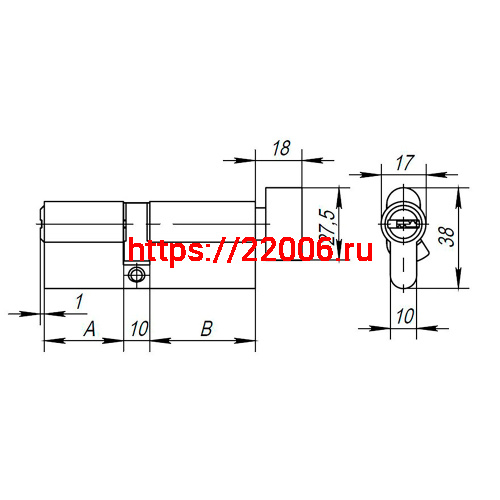 Цилиндровый Ajax (Аякс) механизм (AX202/80) AX2002Knob80 (35+10+35) CP хром с вертушкой фото 3 Цилиндровый Ajax (Аякс) механизм (AX202/80) AX2002Knob80 (35+10+35) CP хром с вертушкой фото 3