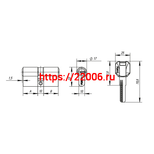 Цилиндровый Punto (Пунто) механизм MaxPro7002Knob80mm(25+10+45) SN никель 7key с вертушкой фото 3 Цилиндровый Punto (Пунто) механизм MaxPro7002Knob80mm(25+10+45) SN никель 7key с вертушкой фото 3