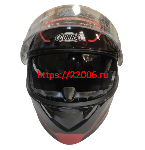 Шлем модуляр COBRA EC H271, черный/красный, черный/лайм, черный/оранжевый FOSH, размер M фото 2