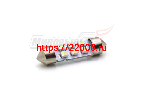 Лампа 12 В T11х36, 6 светодиодов 3528SMD, двухцокольная, подсветки, белая