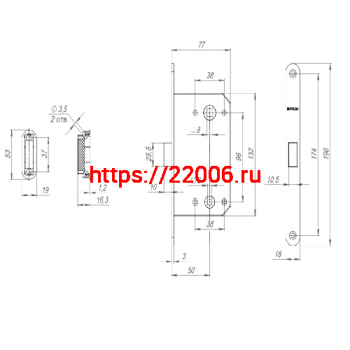 Защелка Fuaro (Фуаро) врезная MAGNM96WC-50 (M96WC-50) CP хром фото 3