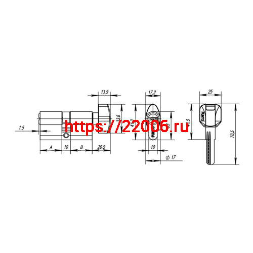 Цилиндровый Punto (Пунто) механизм MaxPro7002Knob80mm(45+10+25) SN никель 7key с вертушкой фото 4 Цилиндровый Punto (Пунто) механизм MaxPro7002Knob80mm(45+10+25) SN никель 7key с вертушкой фото 4